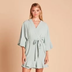 Kenny Ruffle Robe - Sage