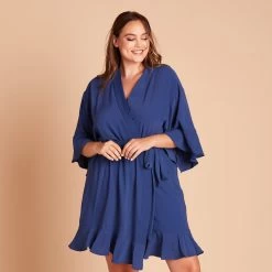 Kenny Ruffle Robe - Slate Blue -Elegant Moments Shop 26f41e3c91335f08a0b0f710725a3083