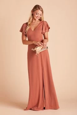 Hannah Crepe Dress - Terracotta -Elegant Moments Shop 2cdc64f2bb466bf78b3f5672441ac24d
