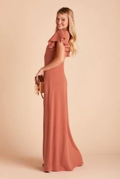 Hannah Crepe Dress - Terracotta -Elegant Moments Shop 794457617d2fbc150060cb3bd88eb9e9