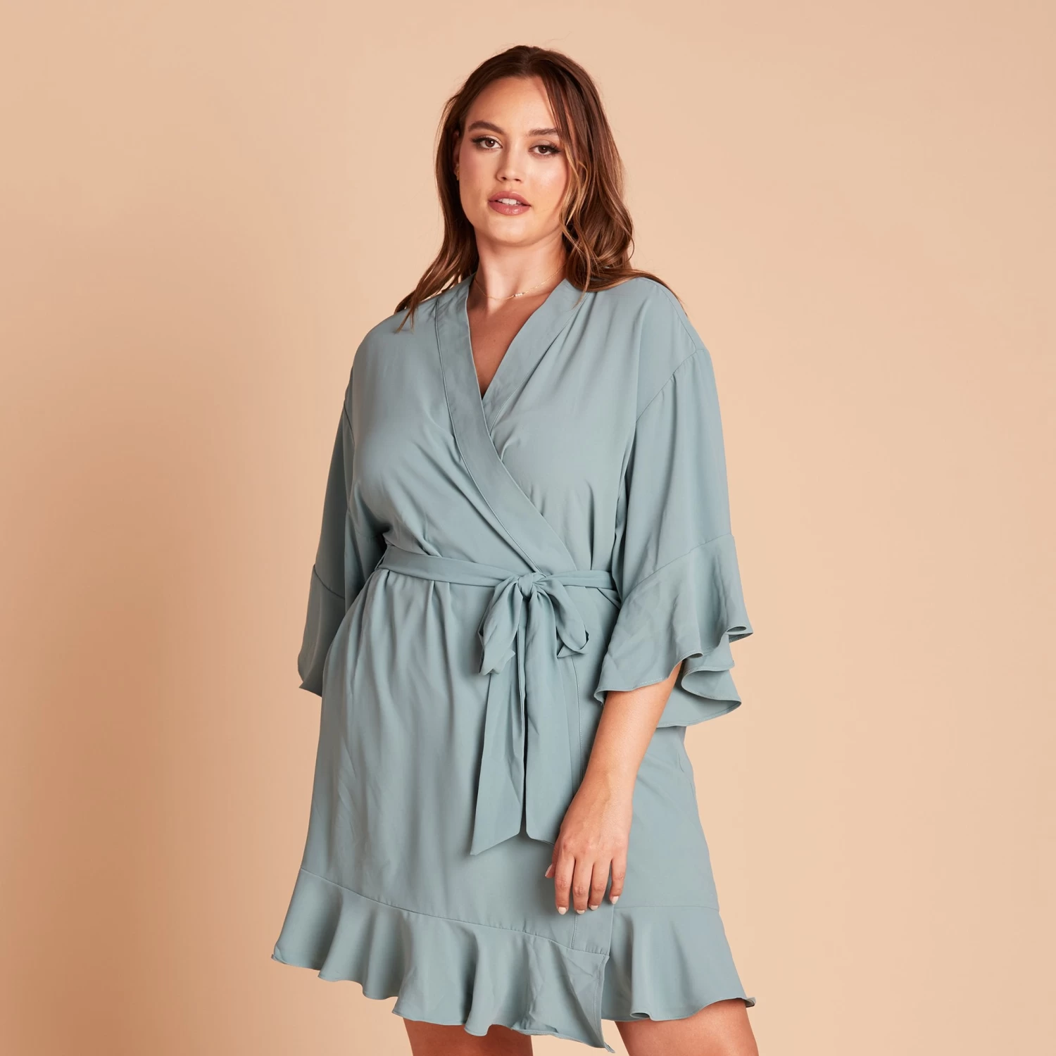 Kenny Ruffle Robe - Sea Glass 11 Kenny Ruffle Robe - Sea Glass - Image 9