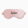 Silk Babe Sleep Mask - Pink -Elegant Moments Shop BG Sleepmask BABEmodernscript Pink with pink piping