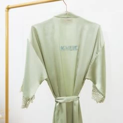 Claudine Lace Robe - Sage -Elegant Moments Shop BIRDYGREY SILKROBES1246.RT