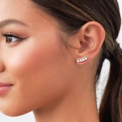 Elegant Moments Shop -Elegant Moments Shop BIRDYGREY PLANO PEARL CRYSTAL STUDS GOLD CROPPED RT 01