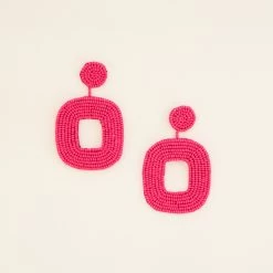 Elegant Moments Shop -Elegant Moments Shop BIRDY GREY BEADED DROP EARRINGS PINK 01