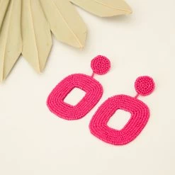 Beaded Drop Earrings - Pink -Elegant Moments Shop BIRDY GREY BEADED DROP EARRINGS PINK 02