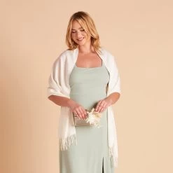 Shawl With Fringe - Cream