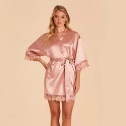 Claudine Lace Robe - Dusty Rose