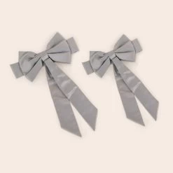 Liz Flower Girl Sash - Sheen Gray -Elegant Moments Shop BIRDY GREY ELIZABETH FLOWER GIRL SASH DOVE GRAY 02