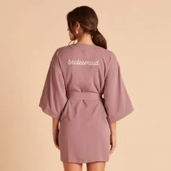 Karen Robe - Dark Mauve -Elegant Moments Shop BIRDY GREY KAREN PLUS SIZE BRIDESMAID KIMONO ROBE MAUVE 02 PERSONALIZATION 02