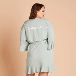 Kenny Ruffle Robe - Sage -Elegant Moments Shop BIRDY GREY KENNY PLUS SIZE BRIDESMAID RUFFLE ROBE SAGE 04 PERSONALIZATION 02