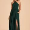 Kiko Chiffon Dress - Emerald -Elegant Moments Shop BIRDY GREY KIKO SLIT CHIFFON BRIDESMAID DRESS EMERALD 01