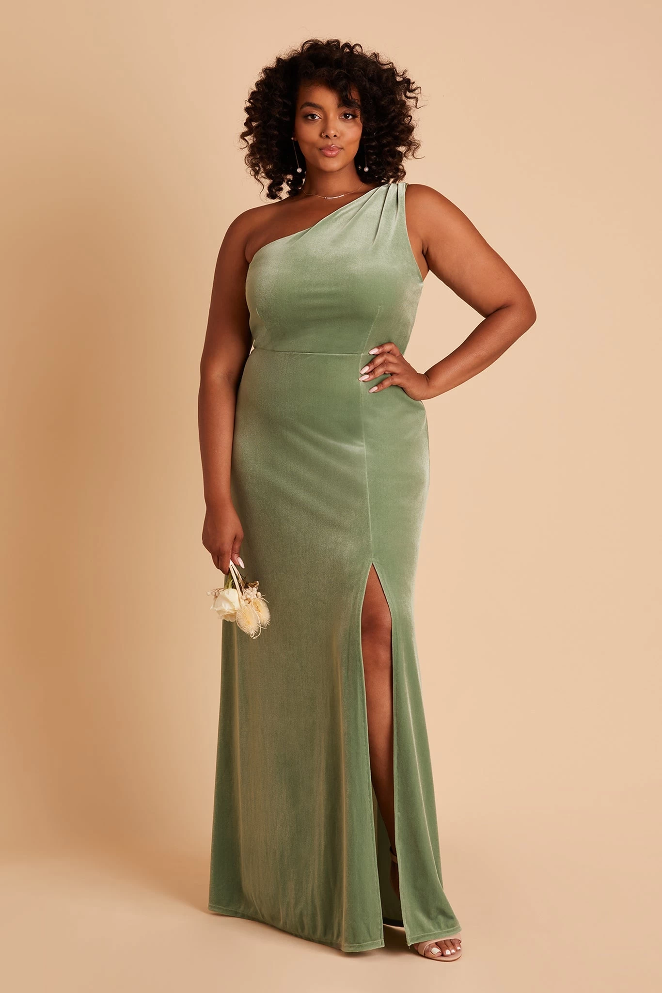 Kira Velvet Dress - Dark Sage - Image 13