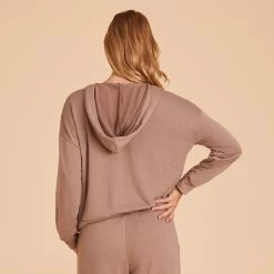 Zip Up Hoodie - Cocoa -Elegant Moments Shop BIRDY GREY LOUNGEWEAR HOODIE COCOA 03