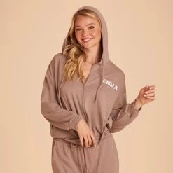 Zip Up Hoodie - Cocoa -Elegant Moments Shop BIRDY GREY LOUNGEWEAR HOODIE COCOA 05