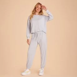 Sweatpants - Dusty Blue 19 Sweatpants - Dusty Blue -Elegant Moments Shop BIRDY GREY LOUNGEWEAR SWEAT PANTS DUSTY BLUE 01