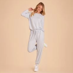 Sweatpants - Dusty Blue 17 Sweatpants - Dusty Blue -Elegant Moments Shop BIRDY GREY LOUNGEWEAR SWEAT PANTS DUSTY BLUE 02