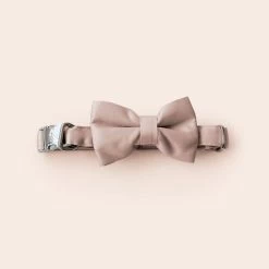 Sadie Dog Bow Tie Collar - Sheen Taupe