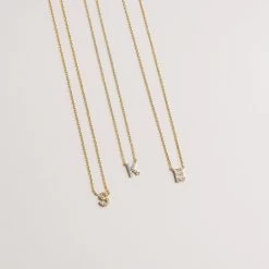 Elegant Moments Shop -Elegant Moments Shop BIRDY GREY PAVE LETTER NECKLACE GOLD 01