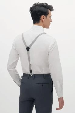 Classic Suspenders By Suitshop - Grey -Elegant Moments Shop BIRDY GREY SUITSHOP CLASSIC SUSPENDERS GROOMSMEN GREY 02