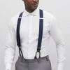 Grosgrain Suspenders By Suitshop - Navy