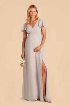 Hannah Empire Dress - Dove Gray -Elegant Moments Shop Dovegray