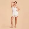 Olivia Cami And Shorts Set - Ivory -Elegant Moments Shop Ivory olivia satin cami full body bridesmaid pajamas 02 60871846 e66d 4954 a476 db66ac5b088a