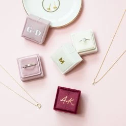 Pave Initial Necklace -Elegant Moments Shop Personalized Velvet Ring Boxes 02