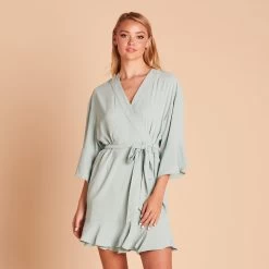 Kenny Ruffle Robe - Sage -Elegant Moments Shop a79e4d0cdb4ded9827d2bc4d65939f3d