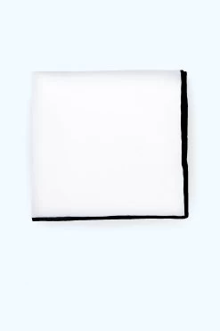 Jason Shoestring Piped Pocket Square - Black