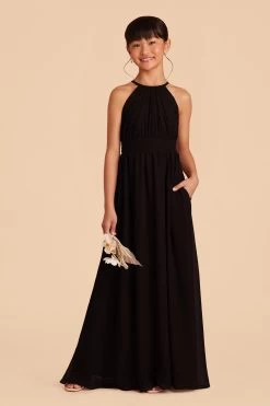 Sienna Junior Dress - Black -Elegant Moments Shop black sienna junior bridesmaid dress 02