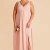 Laurie Empire Dress - Blush Pink -Elegant Moments Shop blush pink laurie slit plus size bridesmaid dress 01 cfe6a469 47cd 4817 bfcf a42fbafcb8e9