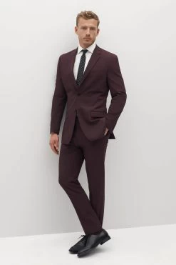 Burgundy Groomsman Suit By SuitShop