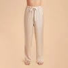 Jonny Satin Pajama Pants - Champagne -Elegant Moments Shop champagne jonny satin pants bridesmaid pajamas 01