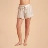 Jonny Satin Pajama Shorts - Champagne -Elegant Moments Shop champagne jonny satin shorts bridesmaid pajamas 01