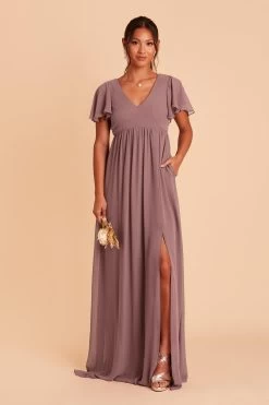 Hannah Empire Dress - Dark Mauve