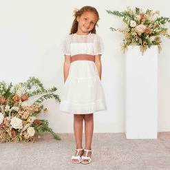 Liz Flower Girl Sash - Desert Rose -Elegant Moments Shop desert rose liz flower girl sash lifestyle 01