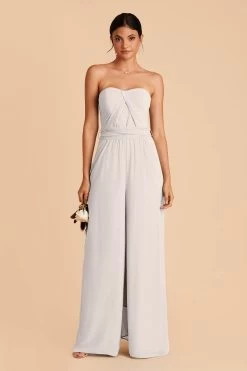 Gigi Convertible Jumpsuit - Dove Gray -Elegant Moments Shop dove gray gigi convertible bridesmaid jumpsuit 01