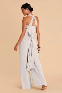 Gigi Convertible Jumpsuit - Dove Gray -Elegant Moments Shop dove gray gigi convertible bridesmaid jumpsuit 04