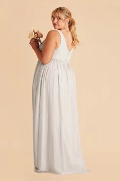 Laurie Empire Dress - Dove Gray -Elegant Moments Shop dove gray laurie slit plus size bridesmaid dress 04 b2a35cd5 10ea 4058 acae a6968376b4cd