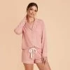 Jonny Long Sleeve Pajama Set - Dusty Rose -Elegant Moments Shop dusty rose jonny long sleeve bridesmaid pajama set 08