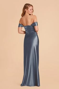 Mia Shiny Satin Convertible Dress - French Blue -Elegant Moments Shop french blue mia satin bridesmaid dress 04