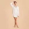 Kamryn Satin Sleepshirt - Ivory -Elegant Moments Shop ivory kamryn satin sleep shirt bridesmaid pajamas 01