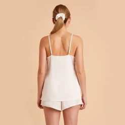 Olivia Cami And Shorts Set - Ivory -Elegant Moments Shop ivory olivia satin cami top bridesmaid pajamas 05