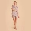 Jonny Satin Pajama Set - Mauve Taupe -Elegant Moments Shop mauve taupe jonny satin short sleeve pajama top and shorts bridesmaid pajamas 02