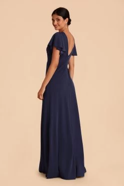 Hannah Crepe Dress - Navy -Elegant Moments Shop navy hannah convertible bridesmaid dress 02