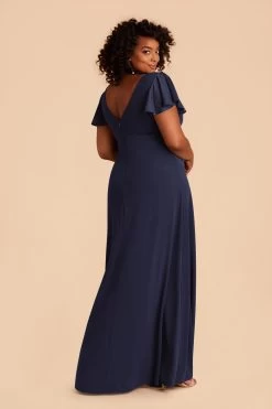 Hannah Crepe Dress - Navy -Elegant Moments Shop navy hannah plus size convertible bridesmaid dress 03