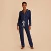 Jonny Long Sleeve Pajama And Pants Set - Navy -Elegant Moments Shop navy jonny long sleeve pants set bridesmaid pajamas 04