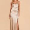 Gloria Shiny Satin Dress - Neutral Champagne -Elegant Moments Shop neutral champagne gloria satin bridesmaid dress 02