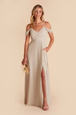 Spence Convertible Dress - Neutral Champagne -Elegant Moments Shop neutral champagne spence convertible slit bridesmaid dress 04